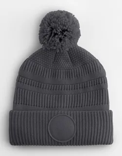 Beechfield Fan Patch Beanie in Graphite Grey, voorkant