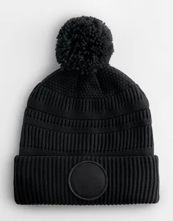 Beechfield Fan Patch Beanie in Black, voorkant