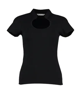 Kustom Kit Top met keyhole-hals, regular fit in Black, voorkant