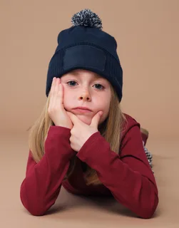 Beechfield Kinder Snowstar muts met patch – foto 1