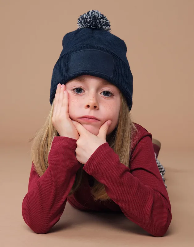 Beechfield Kinder Snowstar muts met patch