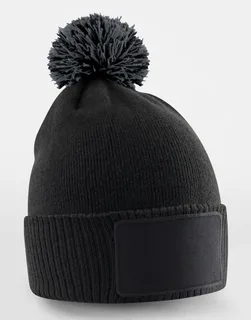 Beechfield Kinder Snowstar muts met patch in Black/Graphite Grey, voorkant