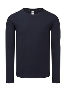 Fruit of the Loom Iconic 150 T-shirt met lange mouwen in Deep Navy, voorkant