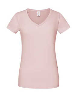 Fruit of the Loom Iconic 150 dames T-shirt met V-hals in Powder Rose, voorkant