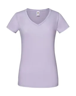 Fruit of the Loom Iconic 150 dames T-shirt met V-hals in Soft Lavender, voorkant