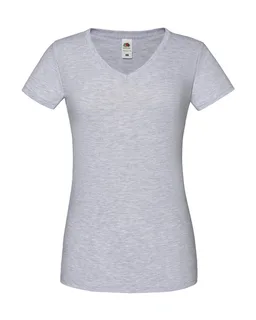 Fruit of the Loom Iconic 150 dames T-shirt met V-hals in Heather Grey, voorkant