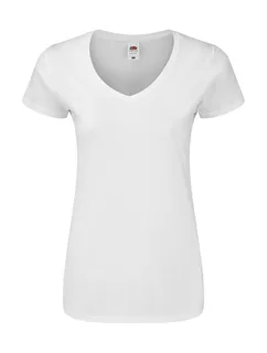 Fruit of the Loom Iconic 150 dames T-shirt met V-hals in White, voorkant