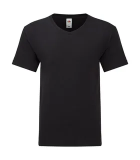 Fruit of the Loom Iconic 150 V-neck T-shirt in Black, voorkant