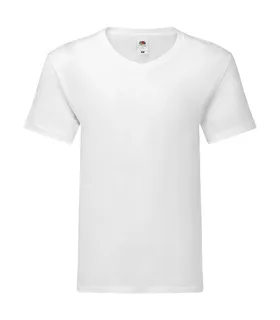 Fruit of the Loom Iconic 150 V-neck T-shirt in White, voorkant