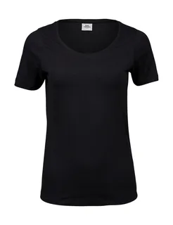 Tee Jays Women's stretch T-shirt in Black, voorkant