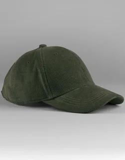 Beechfield EarthAware® organic cotton corduroy baseball cap in Forest Night, voorkant