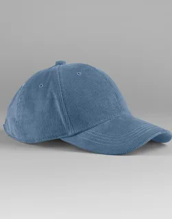 Beechfield EarthAware® organic cotton corduroy baseball cap in Slate Blue, voorkant
