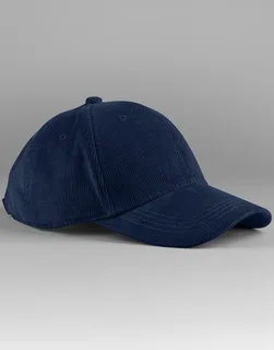 Beechfield EarthAware® organic cotton corduroy baseball cap in Oxford Navy, voorkant