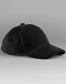Beechfield EarthAware® organic cotton corduroy baseball cap in Black, voorkant