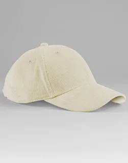 Beechfield EarthAware® organic cotton corduroy baseball cap in Stone, voorkant