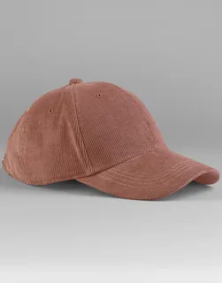 Beechfield EarthAware® organic cotton corduroy baseball cap in Redwood, voorkant
