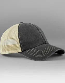 Beechfield 6 Panel Vintage Trucker in Vintage Black/Stone, voorkant