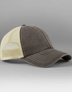 Beechfield 6 Panel Vintage Trucker in Vintage Brown/Stone, voorkant