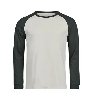 Tee Jays UNLABELED baseball T-shirt in Cement/Dark Green, voorkant