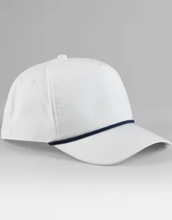 Beechfield Golfpet met koorddetail in White/Navy, voorkant