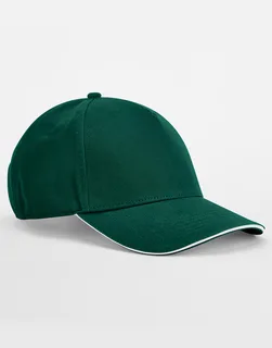 Beechfield EarthAware® Clas. Org. Cotton 5 Panel Sandwich Peak in Bottle Green/White, voorkant
