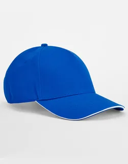 Beechfield EarthAware® Clas. Org. Cotton 5 Panel Sandwich Peak in Bright Royal/White, voorkant