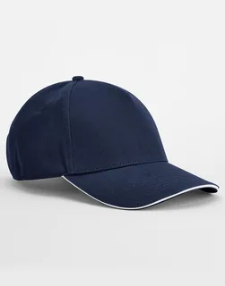 Beechfield EarthAware® Clas. Org. Cotton 5 Panel Sandwich Peak in French Navy/White, voorkant