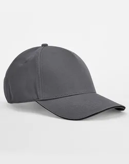Beechfield EarthAware® Clas. Org. Cotton 5 Panel Sandwich Peak in Graphite Grey/Black, voorkant