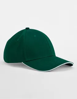 Beechfield EarthAware® Clas. Org. Cotton 6 Panel Sandwich P. in Bottle Green/White, voorkant