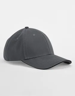 Beechfield EarthAware® Clas. Org. Cotton 6 Panel Sandwich P. in Graphite Grey/Black, voorkant