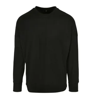 Build Your Brand Oversized shirt met lange aangeknipte mouwen in Black, voorkant