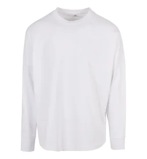 Build Your Brand Oversized shirt met lange aangeknipte mouwen in White, voorkant
