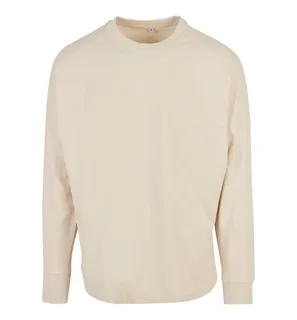 Build Your Brand Oversized shirt met lange aangeknipte mouwen in Sand, voorkant