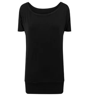 Build Your Brand Dames viscose T-shirt in Black, voorkant