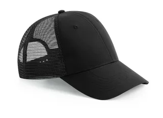 Beechfield Recycled Urbanwear 6 Panel Snapback Trucker in Black, voorkant