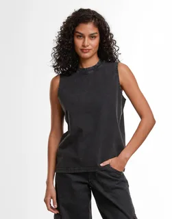 Build Your Brand Dames vintage gewassen mouwloos T-shirt – foto 1