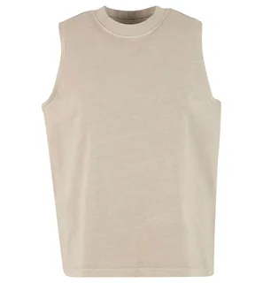 Build Your Brand Dames vintage gewassen mouwloos T-shirt in Chalk Dust, voorkant