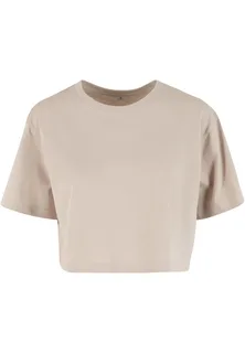 Build Your Brand Dames kort oversized T-shirt in Cloud, voorkant