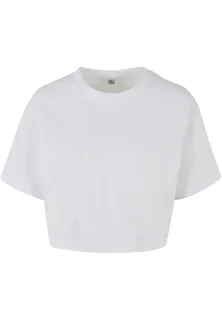 Build Your Brand Dames kort oversized T-shirt in White, voorkant