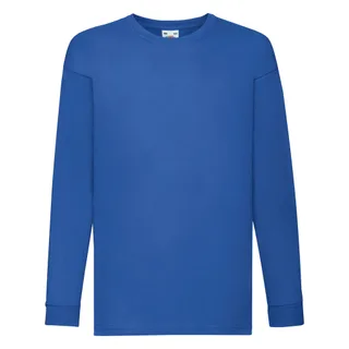 Fruit of the Loom Valueweight kids' long-sleeved T-shirt in Royal, voorkant