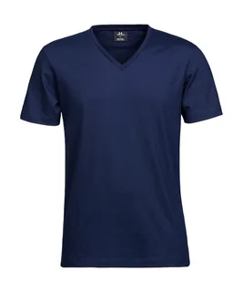 Tee Jays Heren zacht T-shirt met V-hals in Navy, voorkant