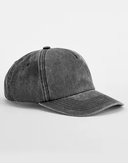 Beechfield Vintage 5-panel pet met ruime pasvorm in Vintage Black, voorkant
