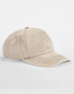 Beechfield Vintage 5-panel pet met ruime pasvorm in Vintage Stone, voorkant