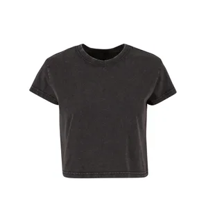 Build Your Brand Women's vintage cropped T-shirt in Black, voorkant