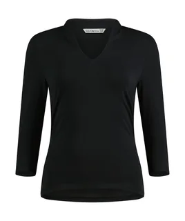 Kustom Kit Top met opstaande kraag en driekwartmouw, regular fit in Black, voorkant