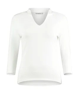 Kustom Kit Top met opstaande kraag en driekwartmouw, regular fit in White, voorkant