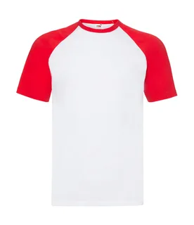 Fruit of the Loom Baseball T-shirt in White/Red, voorkant
