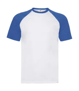 Fruit of the Loom Baseball T-shirt in White/Royal, voorkant