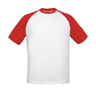 B&C Baseball T-shirt in White/Red, voorkant