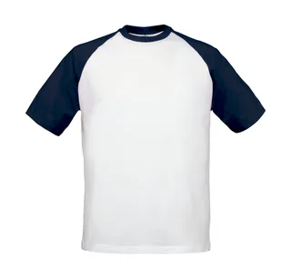 B&C Baseball T-shirt in White/Navy, voorkant